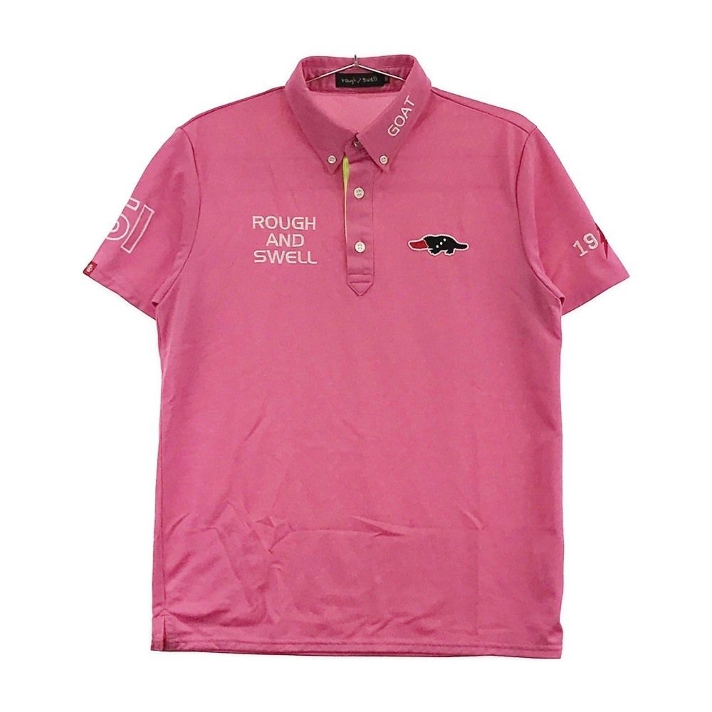 即決】roughswell ラフアンドスウェル 半袖ポロシャツ ボタンダウン 刺繍 ピンク系 S [240001659957] ゴルフウェア メンズ 