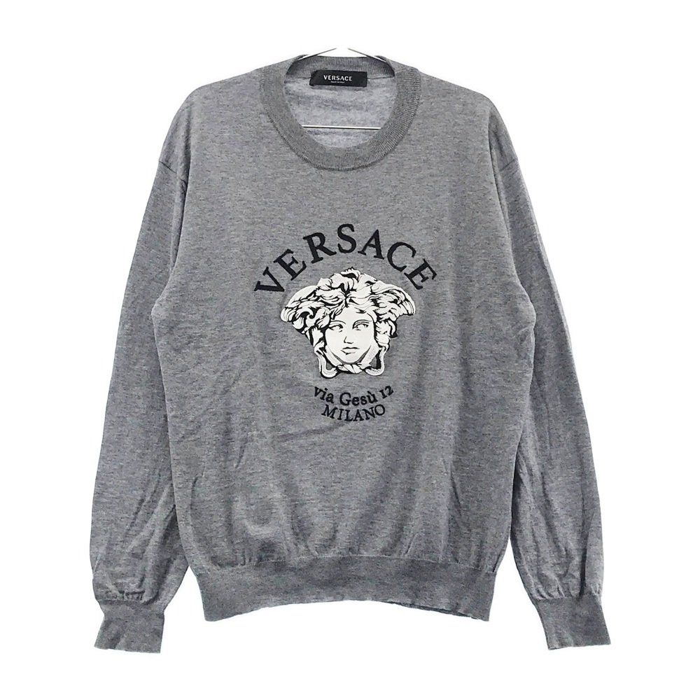 即決】VERSACE ヴェルサーチ ニット セーター メデューサ グレー系 52