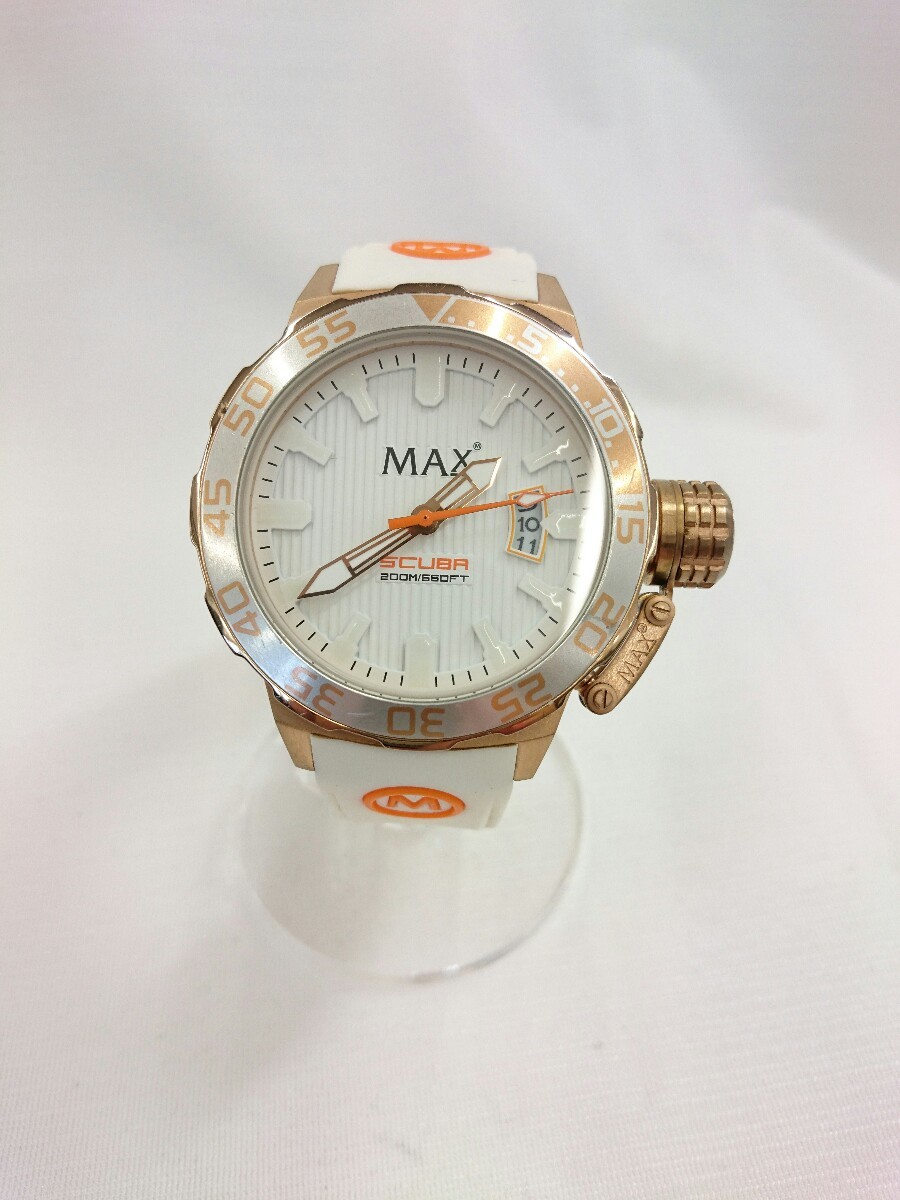 MAX◆クォーツ腕時計/アナログ/ラバー/WHT/WHT