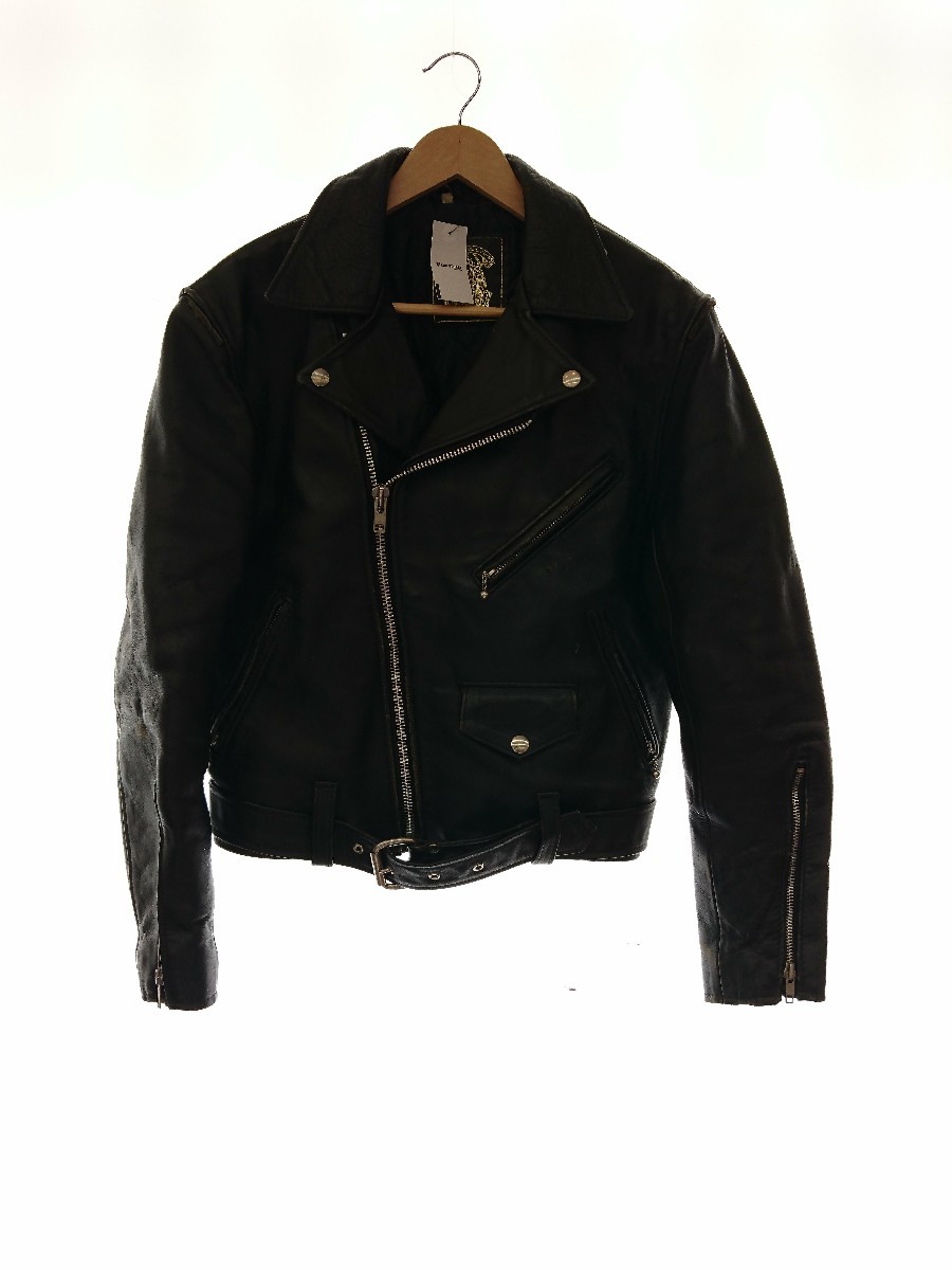 666 Leather Wear◇ダブルライダースジャケット/36/レザー/BLK/無地
