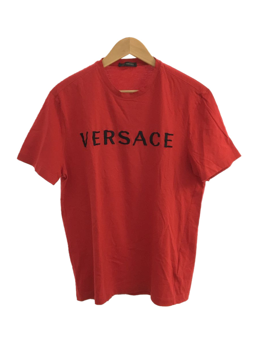 GIANNI VERSACE◇ロゴ刺繍/Tシャツ/S/コットン/RED/クルーネック gos.or.jp