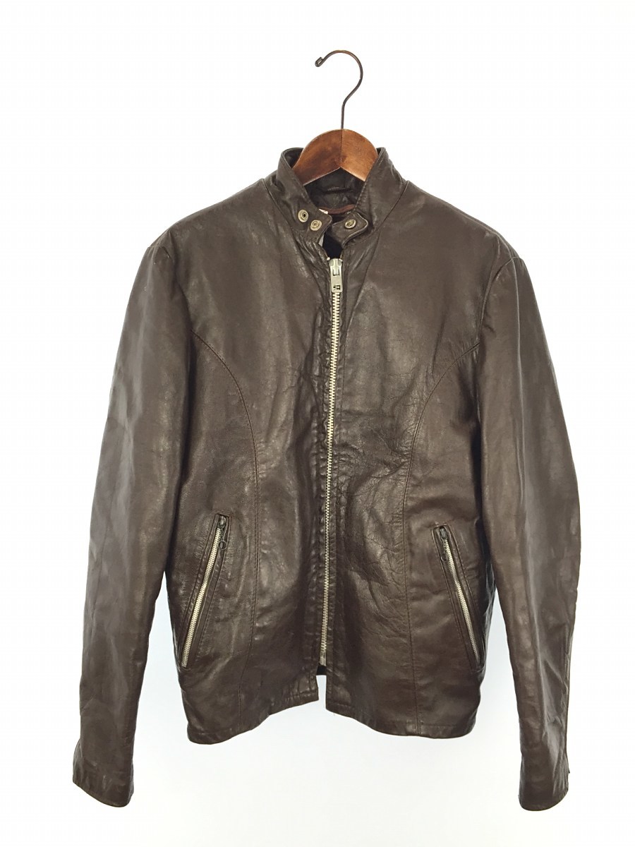 最安価格 GRAIS/Cabretta Leather70s/80s/シングルライダース 売り大阪 レザー ライダース 本皮 本革 革ジャン シングル 茶 S メンズ ジャケット レザージャケット
