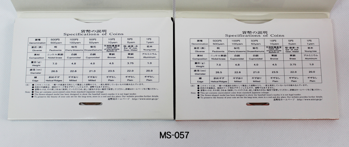 2007年パシフィックリーグ・セントラルリーグ優勝記念 北海道日本ハムファイターズ貨幣セット＆読売巨人軍貨幣セット №MS-057の画像3