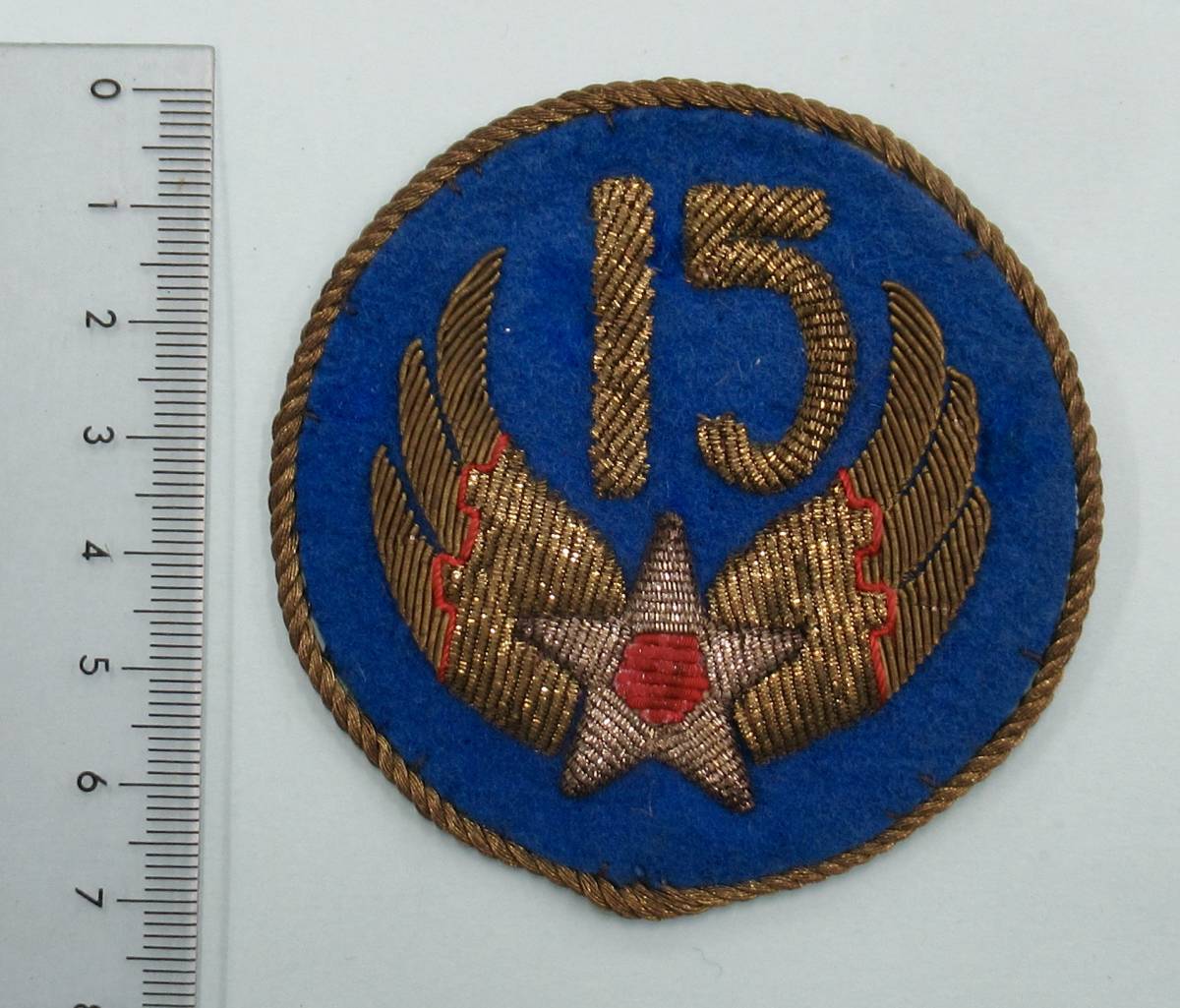 実物 WW2 US AAF 15th 米陸軍航空隊 第15空軍 ショルダーパッチ フェルト 金属刺繍 金モール Bullion 3_画像2