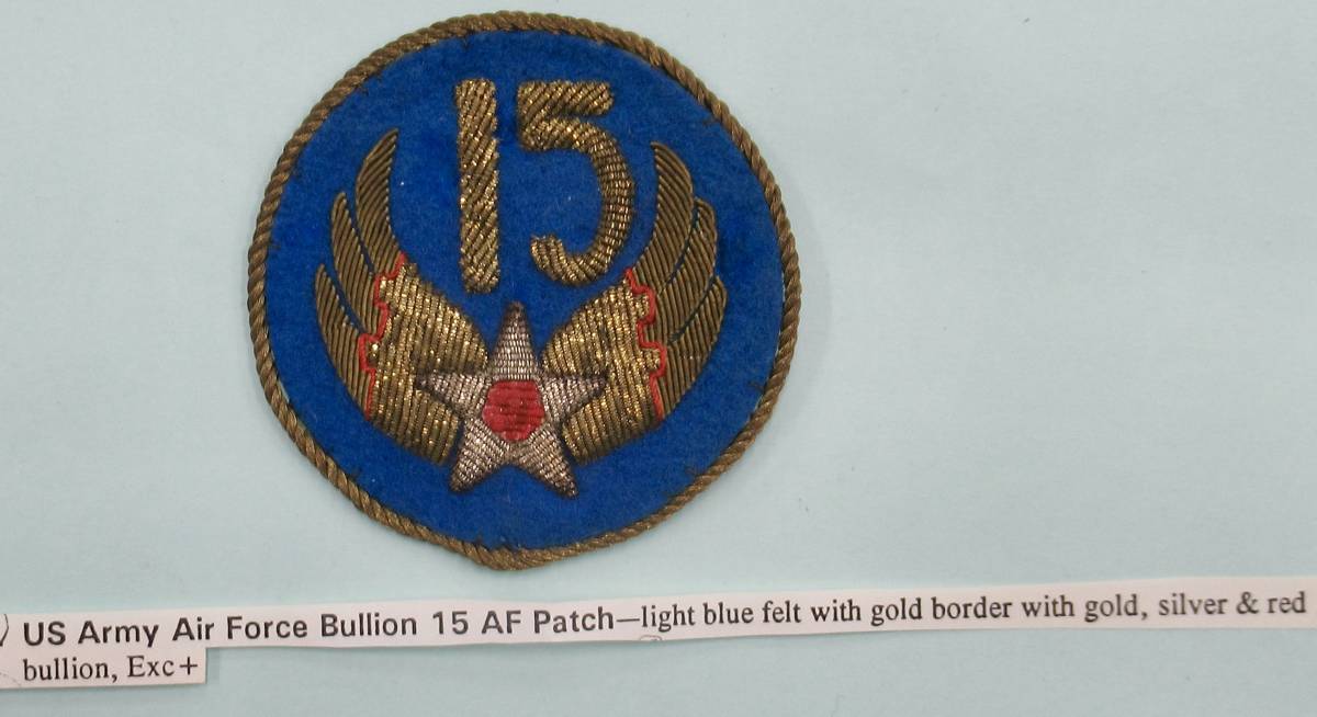 実物 WW2 US AAF 15th 米陸軍航空隊 第15空軍 ショルダーパッチ フェルト 金属刺繍 金モール Bullion 3_画像3