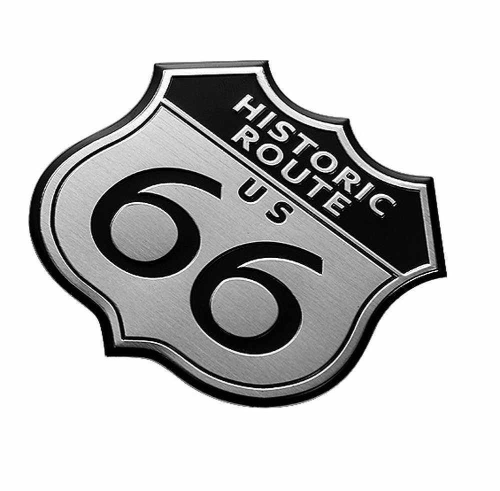 送料無料 激シブ Historic Route 66 ロゴ エンブレム ステッカー 立体 両面テープで簡単取り付け リア バンパーに かっこいい 車 汎用