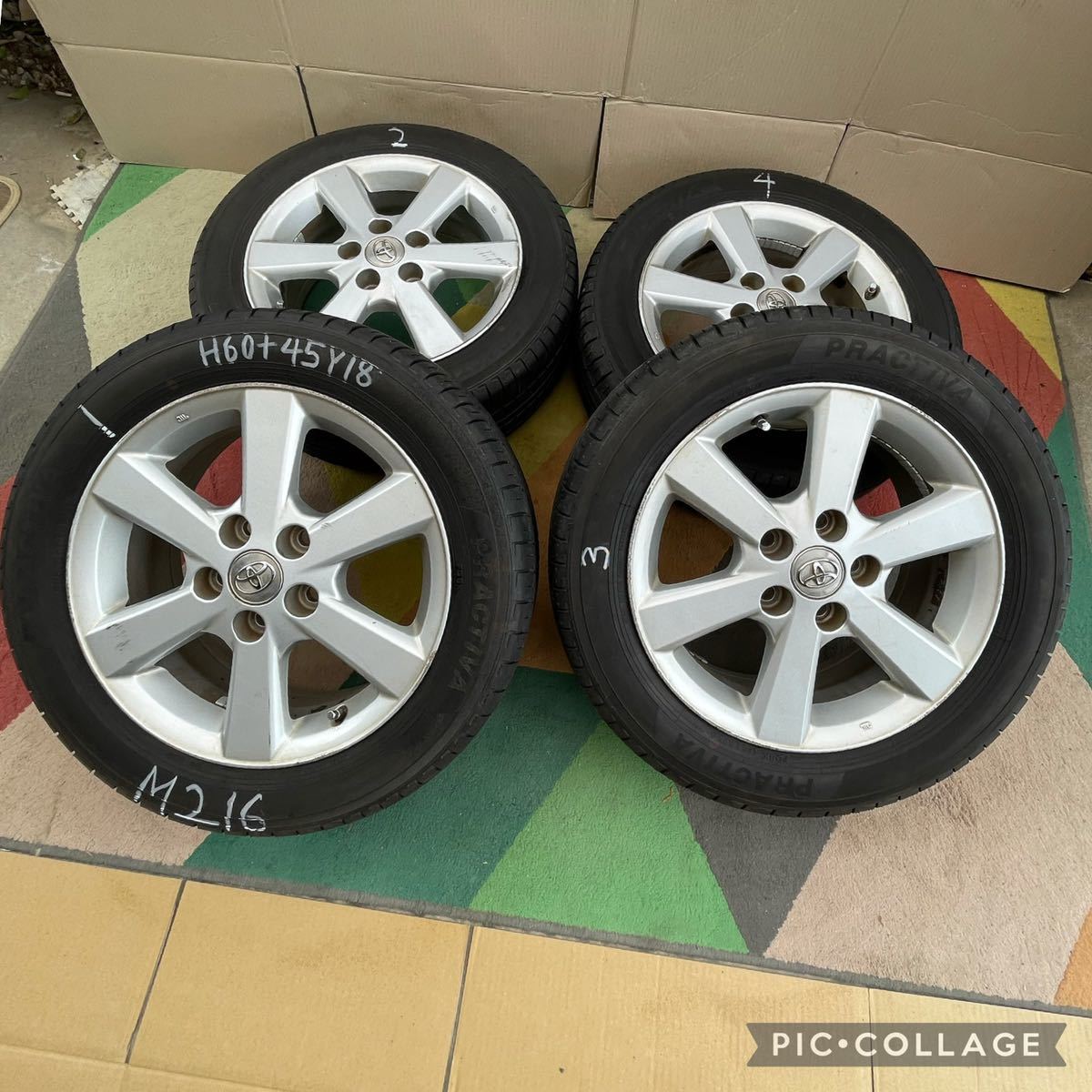 商品番号216トヨタ純正16インチホイール205/55R16 PRACTIVAタイヤ4本セット 16x6.1/2 トヨタ純正ホイール オフセット 45 バリ山_画像2