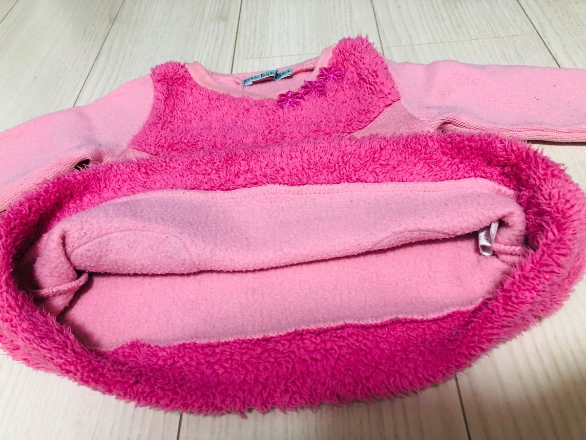ふわふわ　トップス　ニット　セーター　裏起毛 90 厚手 女の子　ピンク　保育園服　可愛い