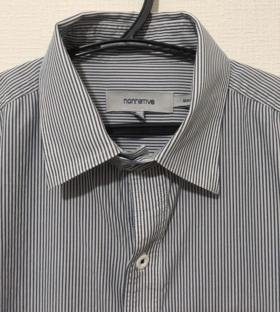 nonnative ノンネイティブ ストライプ柄 長袖シャツ チンストラップ