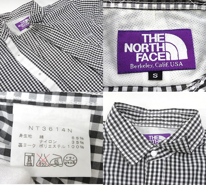 ノースフェイス パープルレーベル 半袖 シャツ FF3321 The North Face Purple Label Sサイズ NT3614N ギンガムチェック 黒×白 メンズ_画像3