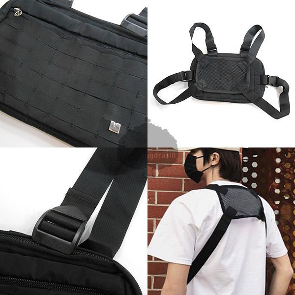 YGG* popular chest lig bag chestRIG bag body bag shoulder bag buckle black black men's front bag front 