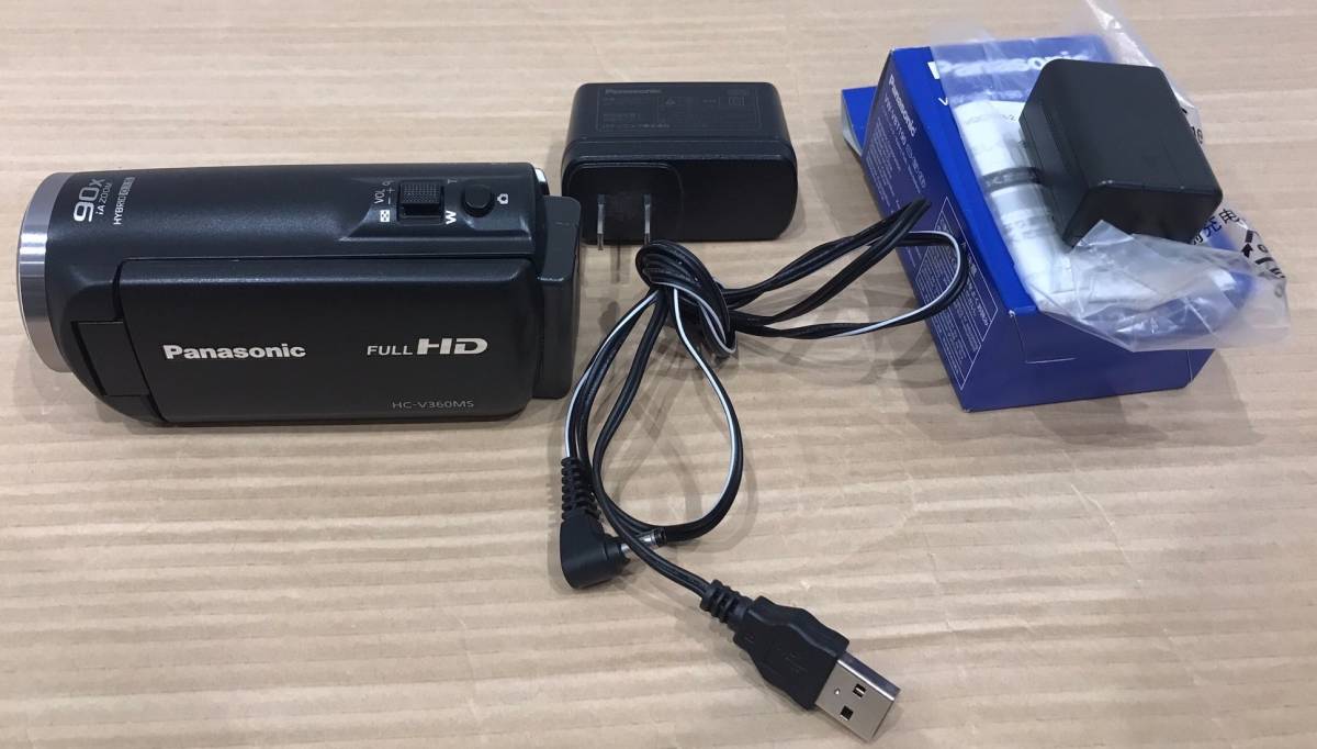 #1793 Panasonic FULL HD HC-V360MS 90X iAZOOM ビデオカメラ バッテリー2つ付き