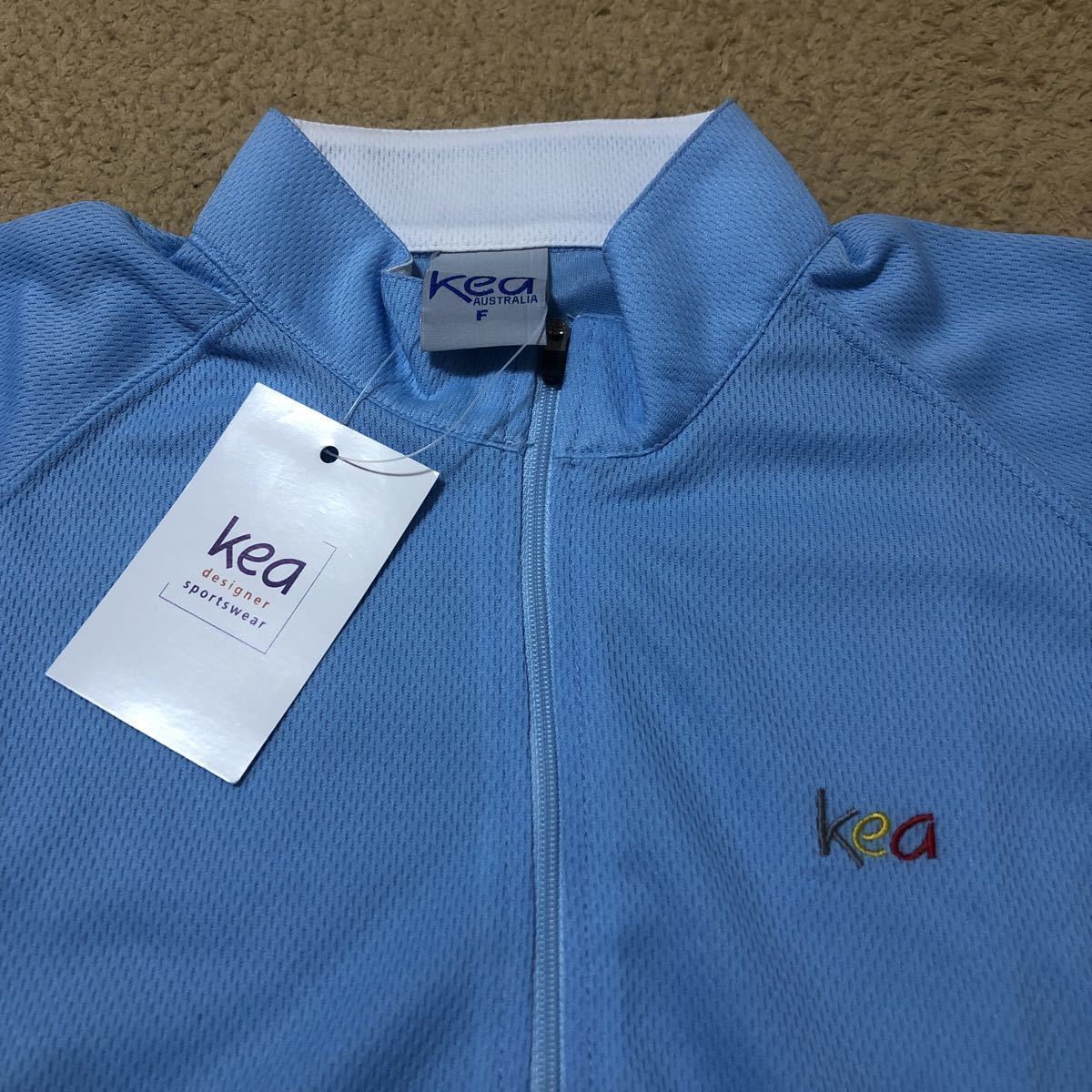 【送料無料】キア（kea）ジップ長袖シャツ　サイズM 新品 LP005-136 サックス