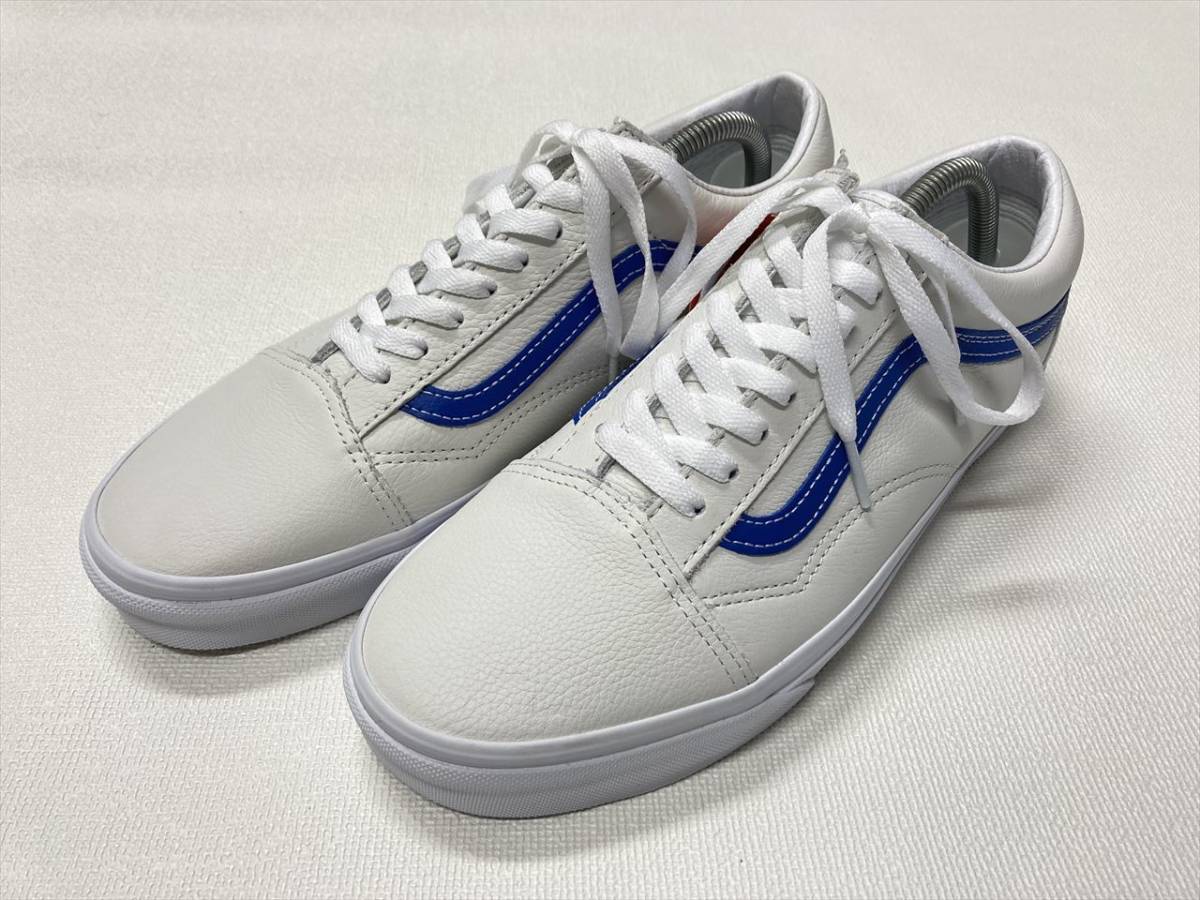 VANS OLD SKOOL 白レザー 青ライン US9 (27cm相当) オールドスクール バンズ アメリカ企画限定!!