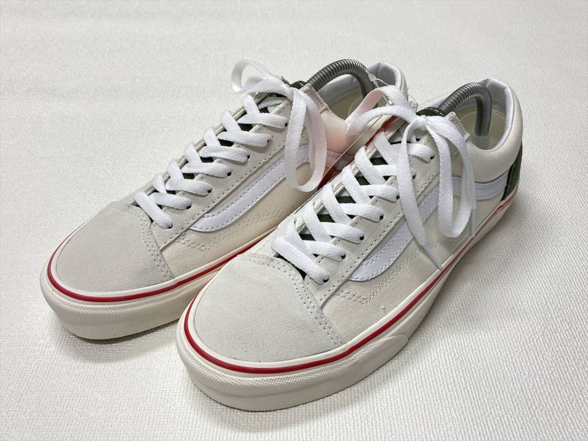 VANS OLD SKOOL 白 生成り モスグリーン スエード US8.5 (26.5cm相当