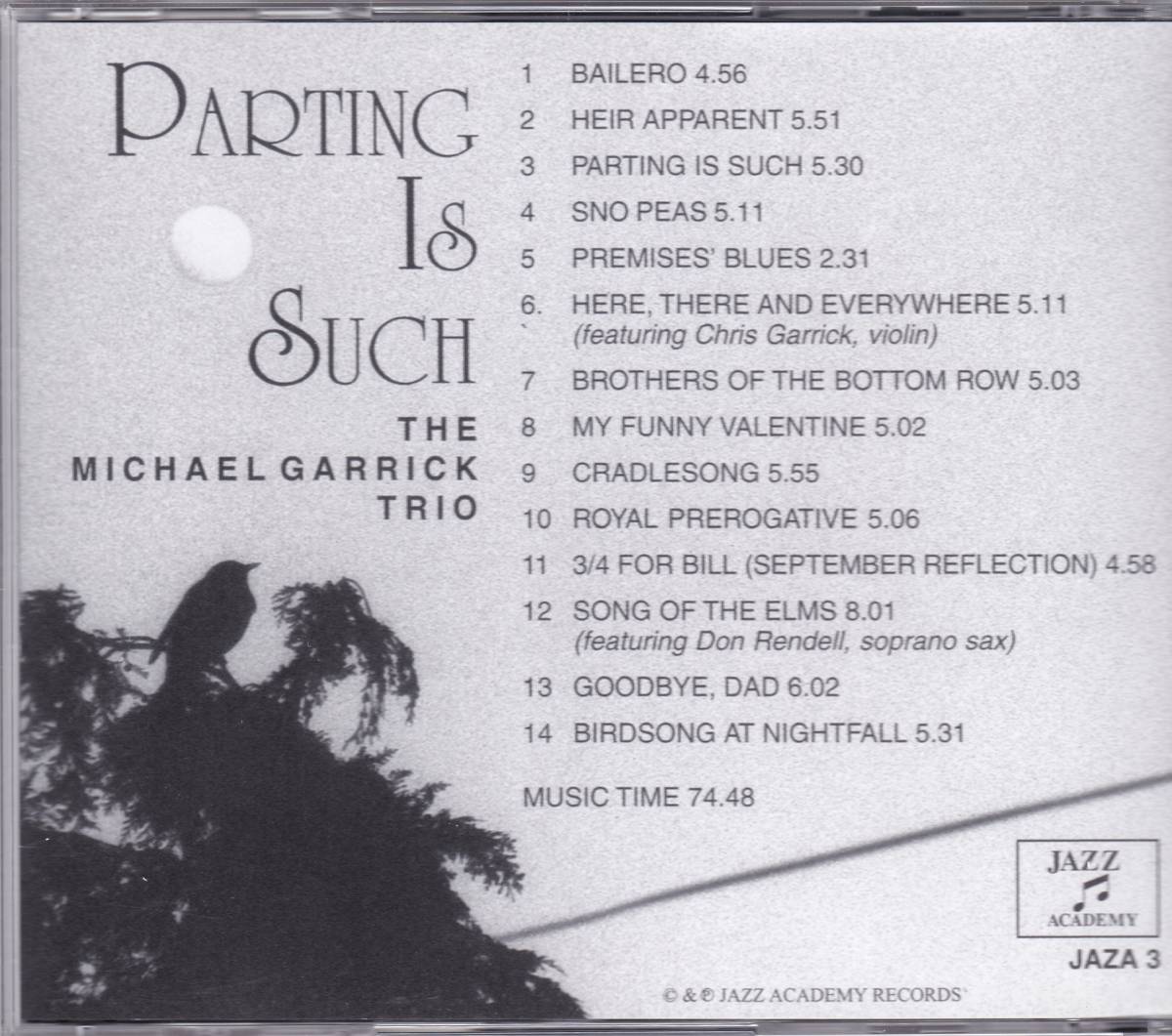 ☆THE MICHAEL GARRICK(マイケル・ガーリック) TRIO/Parting Is Such◆94年＆95年録音のUK産のピアノ・トリオによる超大名盤◇激レア・廃盤_画像2