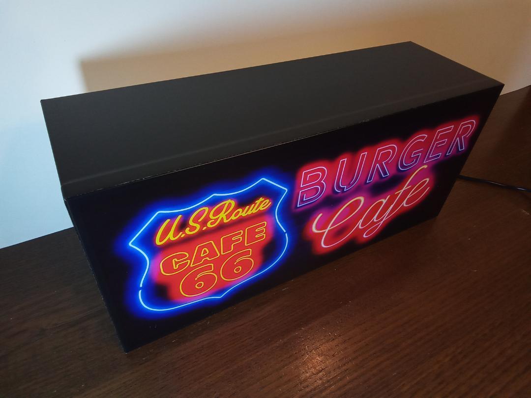  american route 66 highway Ame car Drive handle burger coffee Cafe bar autograph signboard ornament miscellaneous goods light BOX illumination signboard lightning signboard 