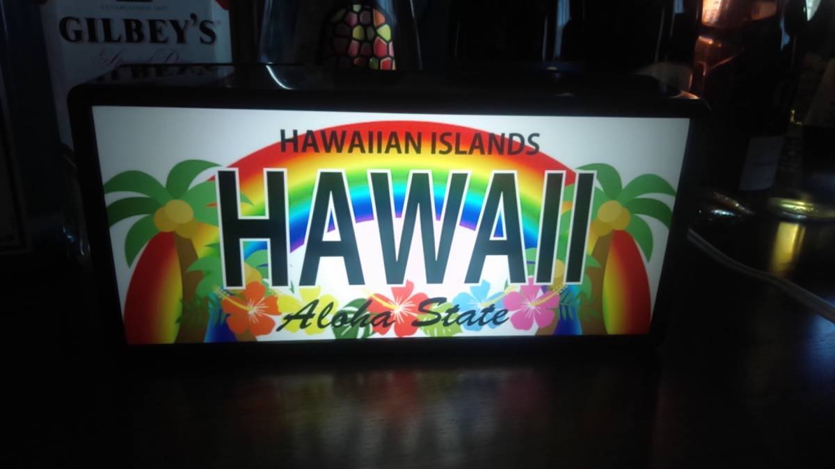 HAWAII ハワイ ハワイアン アロハ 虹 ヤシの木 店舗 自宅 パーティー ランプ 照明 看板 置物 ハワイアン雑貨 ライトBOX 電飾看板 電光看板_画像1