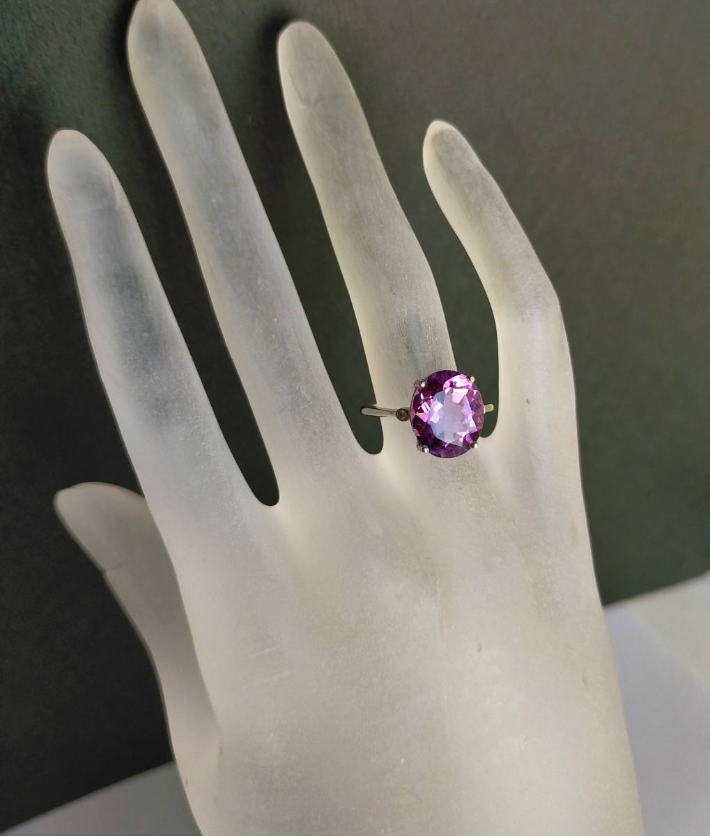 アメジスト リング 指輪 シルバー 925 サイズ調節可能 銀 シルバーリング 紫水晶 天然 ナチュラル 条線の画像10