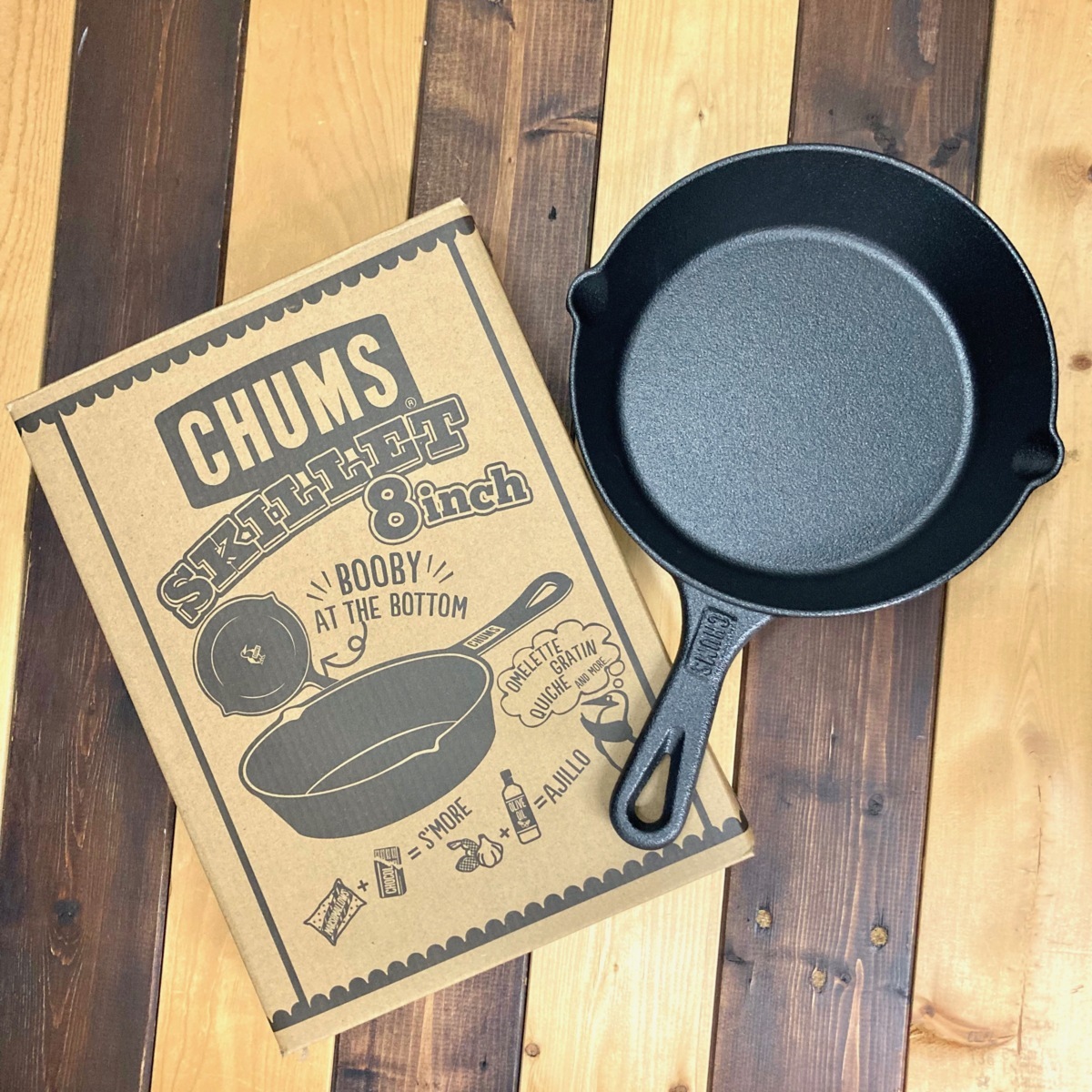新品未使用/CHUMS チャムス スキレット 8インチ キッチン用品 調理器具 フライパン アウトドア キャンプ BBQ ダッチオーブン CH62-1211
