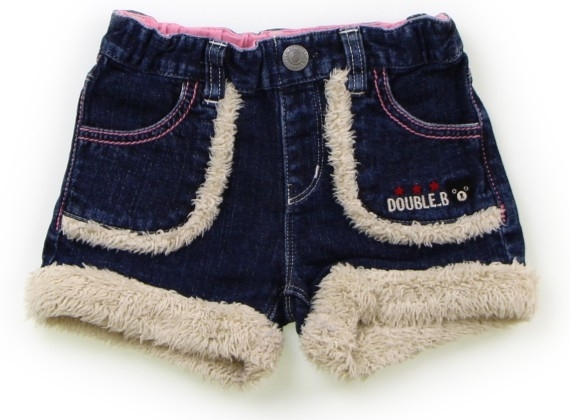 ダブルＢ Double B ショートパンツ 80 女の子 インディゴ・ボア・ピンクステッチ 子供服 ベビー服 キッズ（901880）