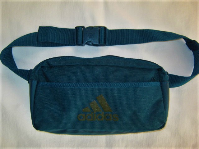 ★中古品 2017年 adidas 3S PER WAISTBAG アディダス ウエストバッグ ブルーグリーン 青緑 ウエストポーチ 3本ライン BR5183 かばん BAG★_画像1