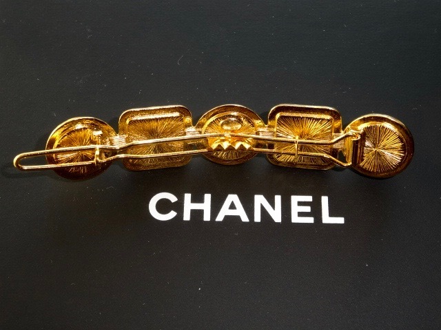 本物品質の シャネル CHANEL バレッタ ココ パール ゴールド ライン