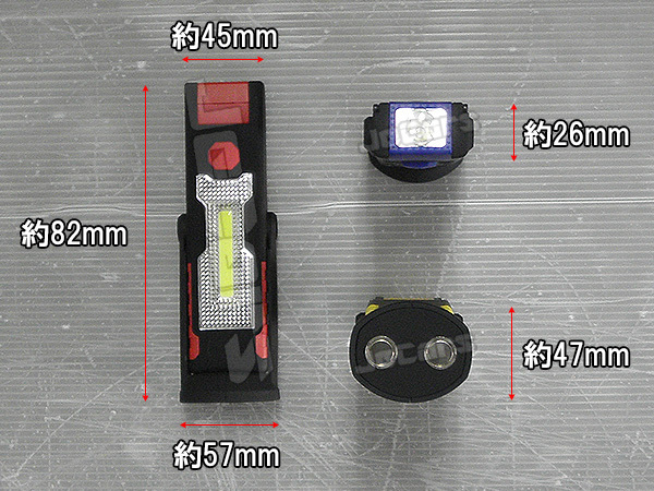 LED ハンディライト 懐中電灯 COB LED＋1LED USB充電式 ３６０°回転 マグネット付き スタンド ３個セット_画像5