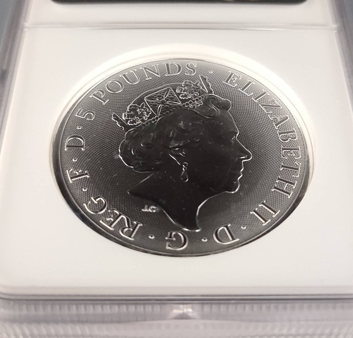 準最高評価 2021年 イギリス クイーンズビースト 2オンス 銀貨 5