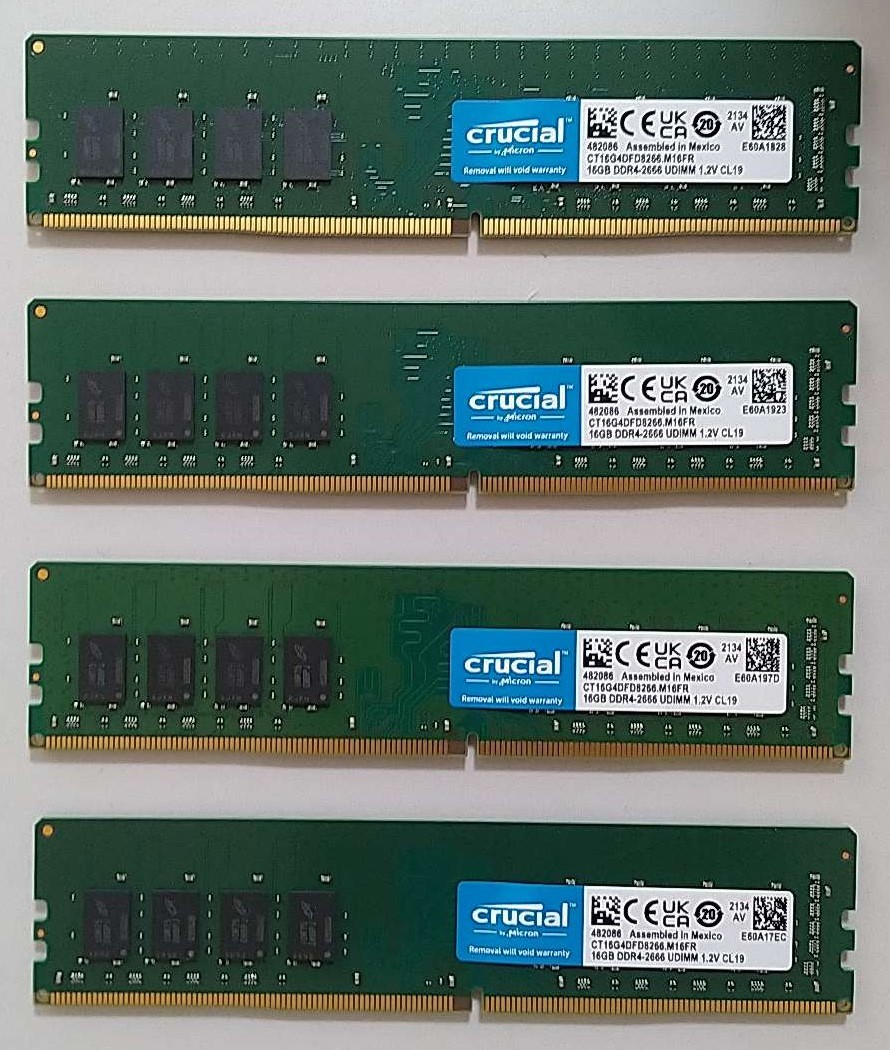Crucial(Micron製) デスクトップPC用メモリ PC4-21300(DDR4-2666) 64GB(16GBx4枚セット) CL19  DRx8 288pin CT2K16G4DFD8266