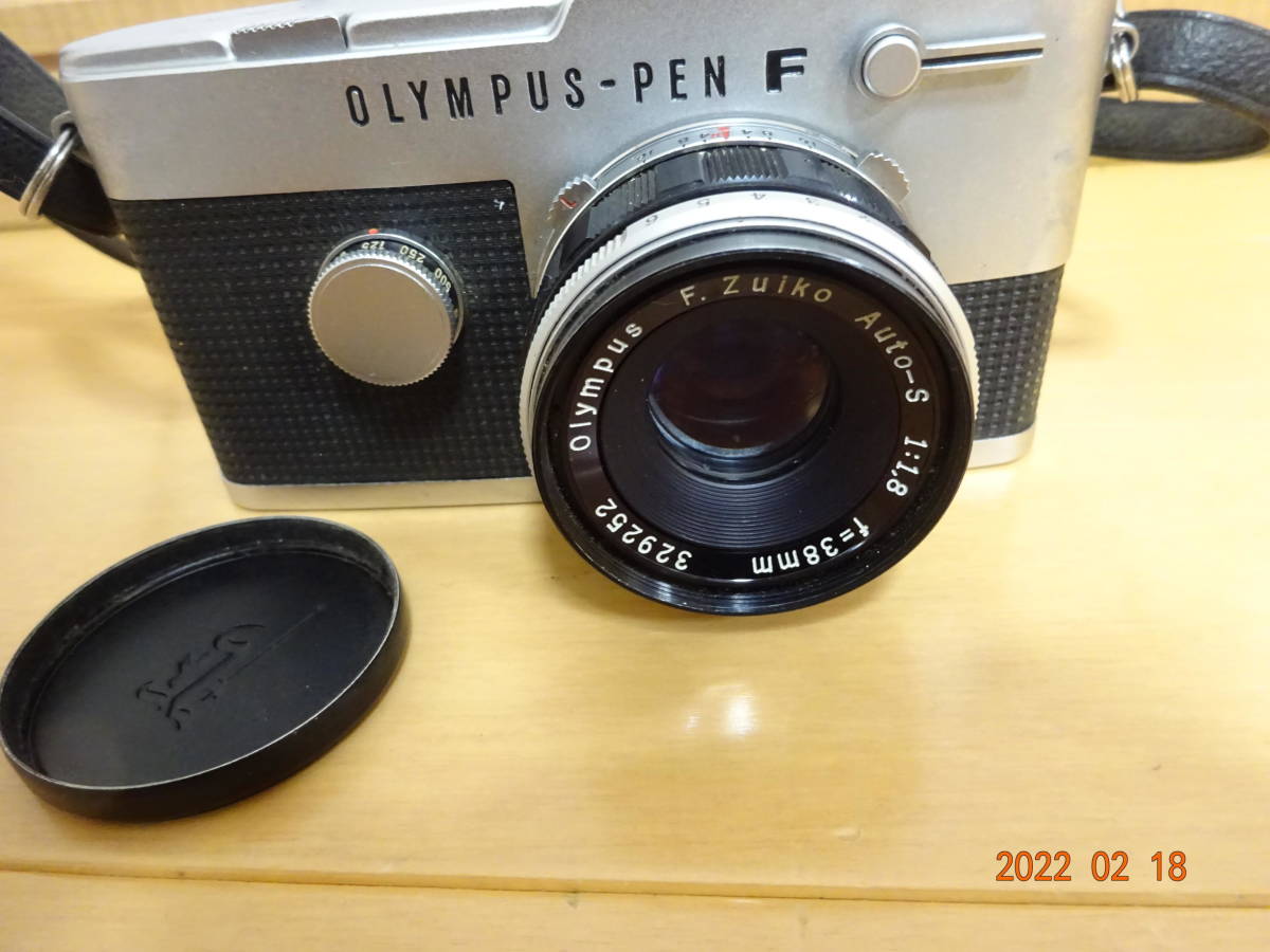 OLYMPUS-PEN F f＝38mm 1:1.8 昔のカメラ オリンパスペンエフ レンズ付 ジャンク扱い 動作未確認品 送料520円_画像3