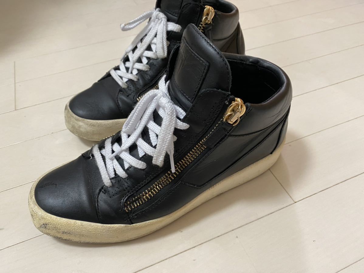 のシルバー 新品 ザノッティ スニーカー 42 黒×シルバー Vs7G9