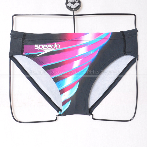 k1652-13■speedo スピード アクアブレードW うろこ 競パン ブーメラン競泳水着 ブラック柄 M