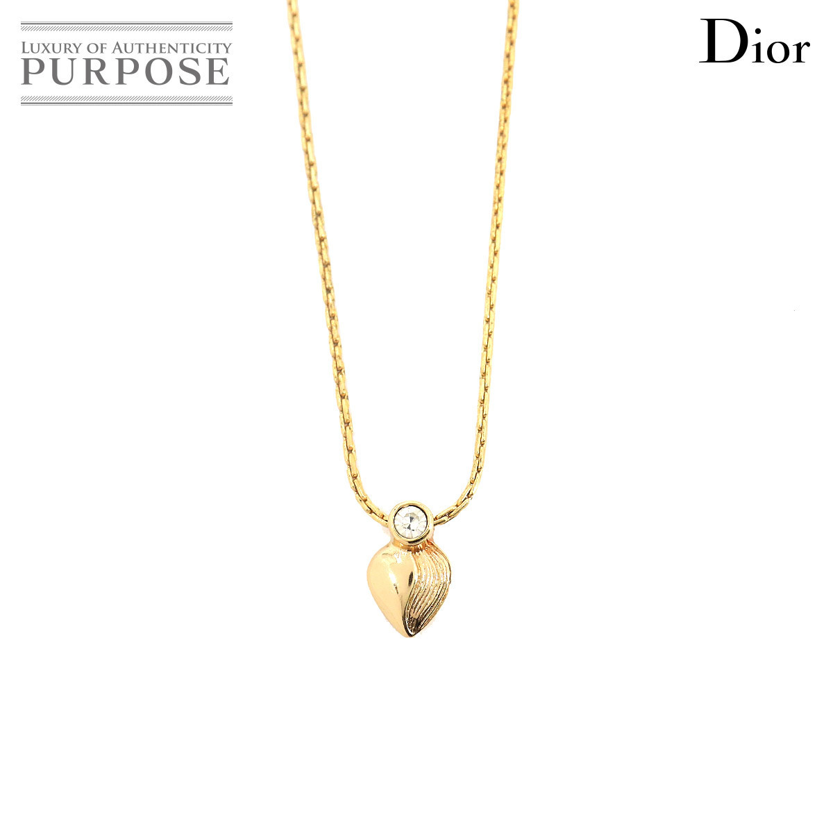 クリスチャン ディオール Christian Dior ラインストーン ネックレス ゴールド アクセサリー Necklace 90145098