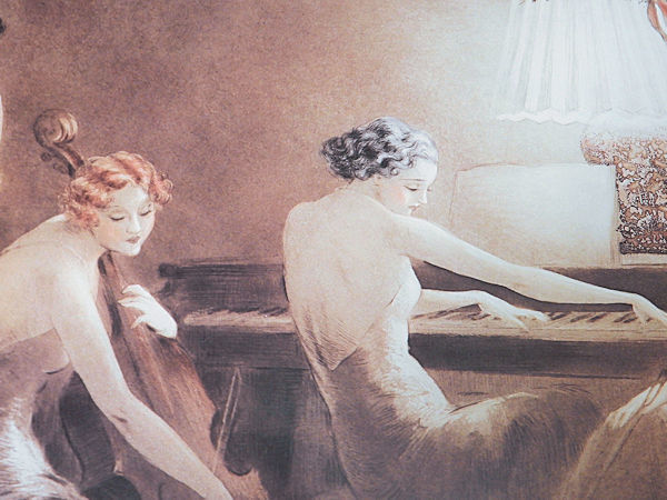 ルイ・イカール『メロディアワー』オフセットによる複製 ピアノ バイオリン 楽器 音楽 ドレス ホテル 病院 クリニック サロン 美容院 B6106_画像4