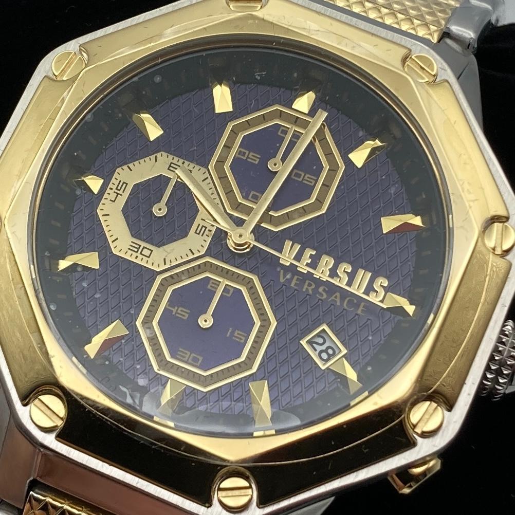 春先取りの Kowloon Watches Versace Versus Tone Two 高級メンズ腕時計 ゴールド クロノグラフ ヴェルサーチ ヴェルサス 新品 Chronograph gold watch ヴェルサーチ