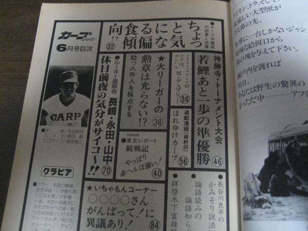 昭和55年6月月刊カープファン/北別府学/デュプリー/長嶋清幸_画像2