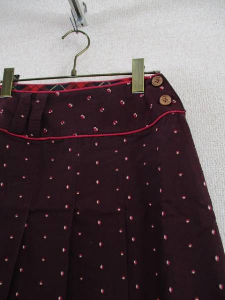 TRUMPボルドー織柄ドットプリーツスカート（USED）20117_画像2