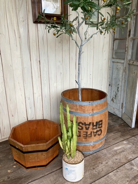 木製樽の植木鉢カバー ゴミ箱や収納BOXとして | monsterdog.com.br