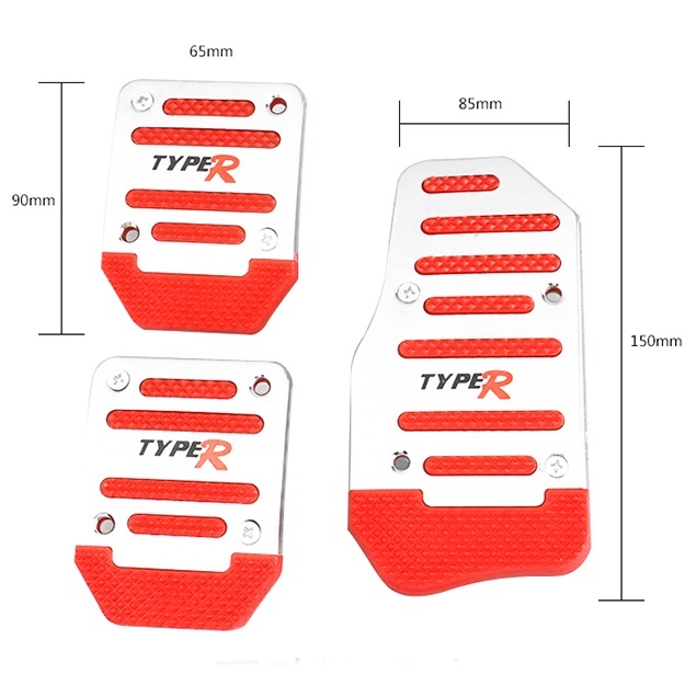 【匿名配送】 Type R ペダルカバー MT用 ブルー 3個セット アルミ ステンレス 汎用 MT車 青 ブレーキ アクセル クラッチ フットペダル_画像4