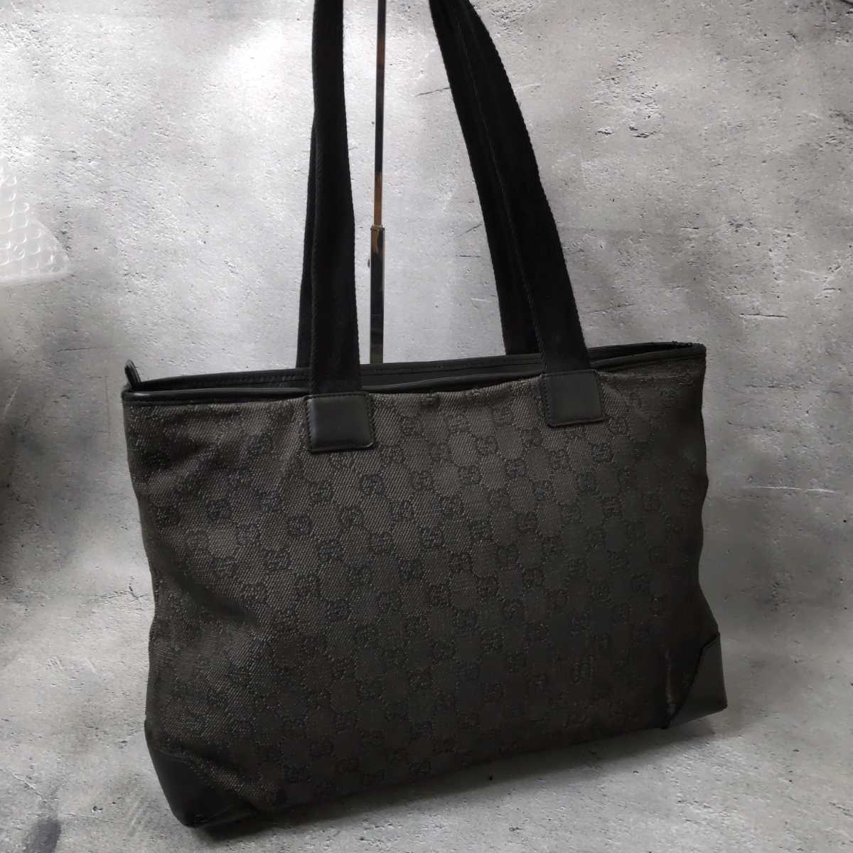 1円【極美品】GUCCI グッチ 34339 3444 GGキャンバス×レザー トート