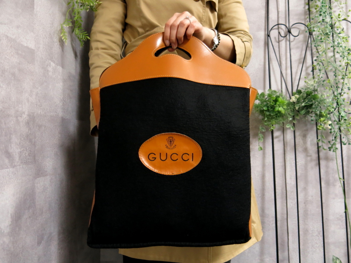 ○超美品○GUCCI オールド グッチ○フェルト カーフ レザー 本革