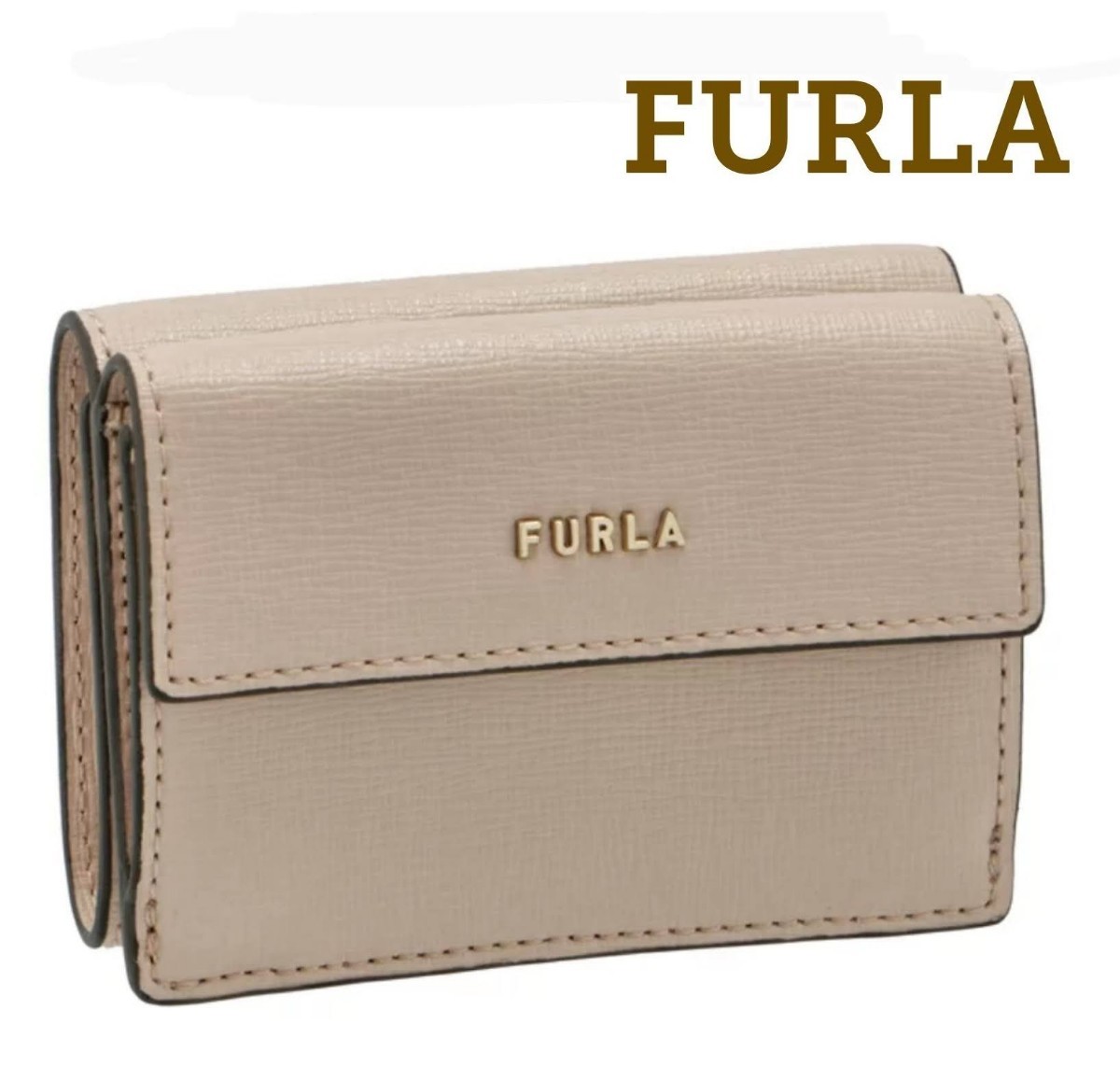 ■新品未使用【FURLA】3つ折財布、BABYLON、バビロン、BALLERINA、ベージュ、春財布