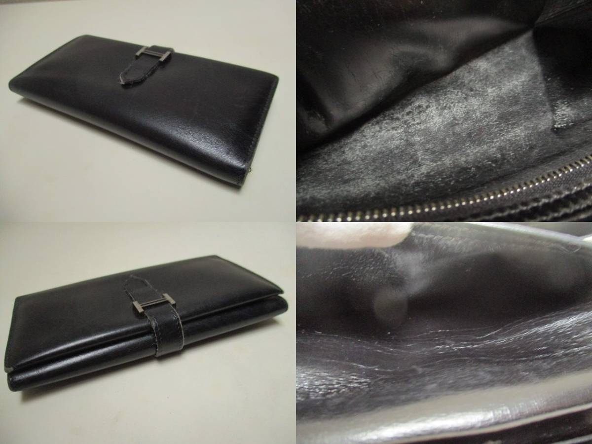 エルメス HERMES 長財布 ベアン ボックスカーフ 黒 シルバー金具 3