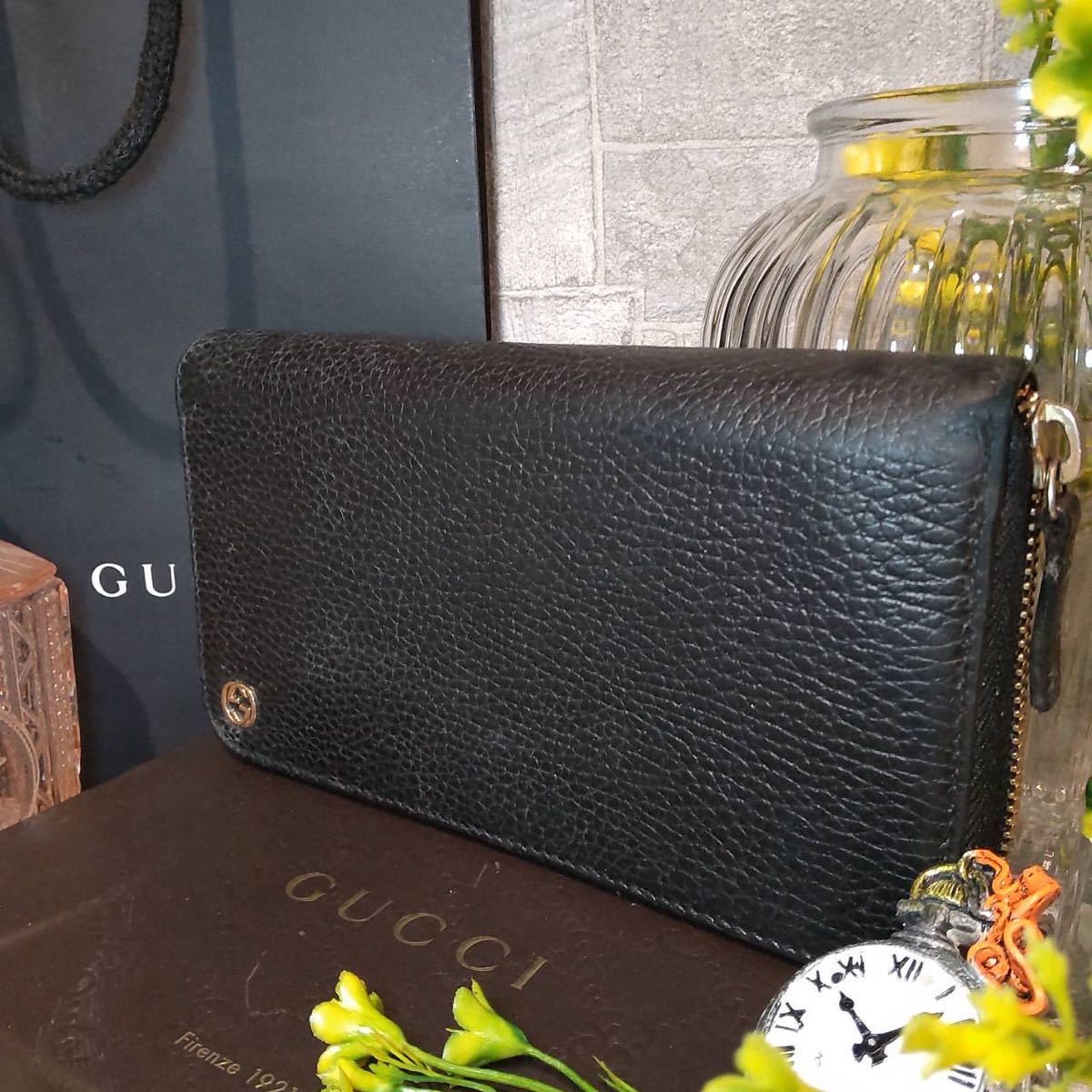 1円【超美品】GUCCI グッチ 長財布 財布 ラウンドジップ GG柄 GG