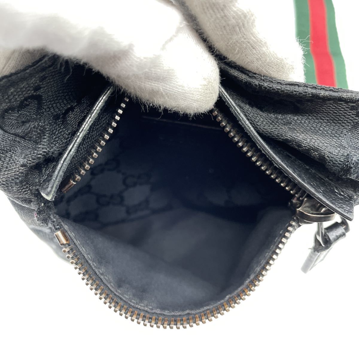 美品✨】GUCCI グッチ ボディーバッグ ウエストポーチ シェリーライン 黒-