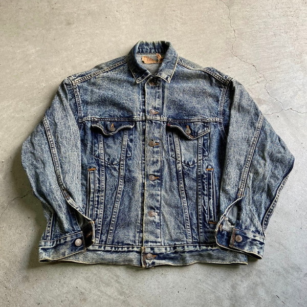 USA製 80年代 ビンテージ Levi's リーバイス 70507-0227 ケミカルウォッシュ デニムジャケット メンズS_画像1