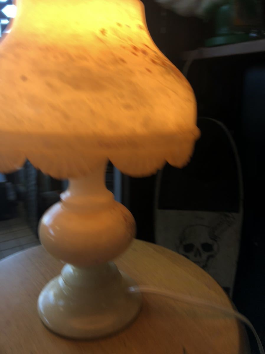 石のテーブルランプ　卓上ランプ 昭和レトロ 現状‐大理石