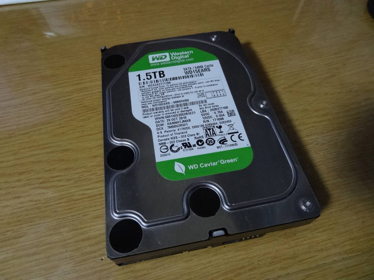 PayPayフリマ|送料無料 Western Digital SATA 3 5インチ HDD ハードディスク 1 5TB WD15EARS 「異常」 ジャンク品 PayPayフリマ|送料無料 Western Digital SATA 3 5インチ HDD ハードディスク 1 5TB WD15EARS 「異常」 ジャンク品