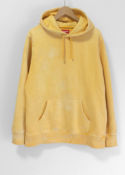 SUPREME シュプリーム◆裏毛 OVERDYED HOODIE (イエロー サイズL) スウェット プルオーバー パーカー◆YX1